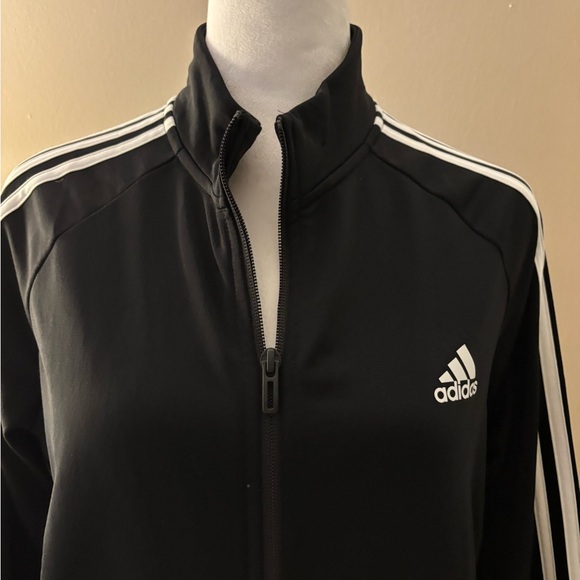 Adidas Black Jacket with White Logo Stripes Size L - Picture 4 of 15